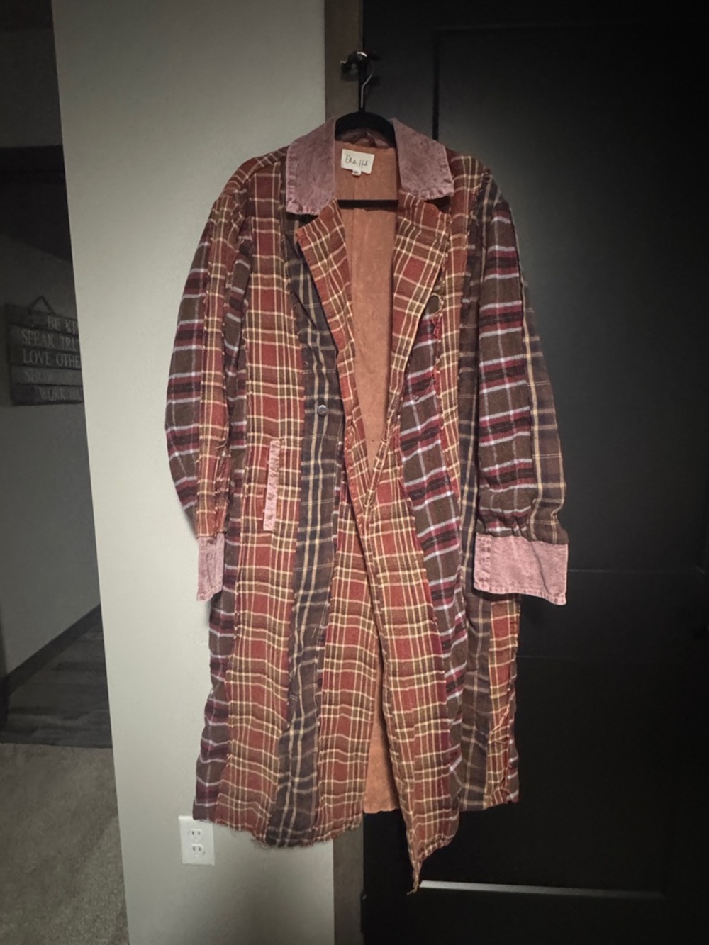 Oli & Hali Corduroy Collar Plaid Coat